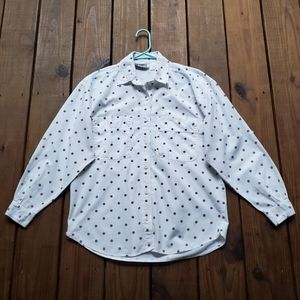 Vintage 80's 90's Full Force M white floral long sleeve button up shirt top